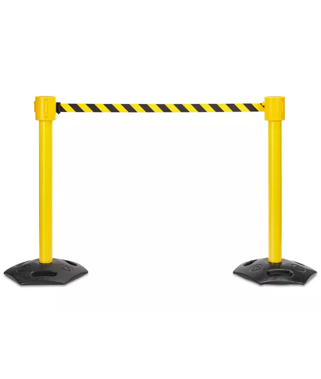 Postes de control amarillos con cinturón retráctil - 35'